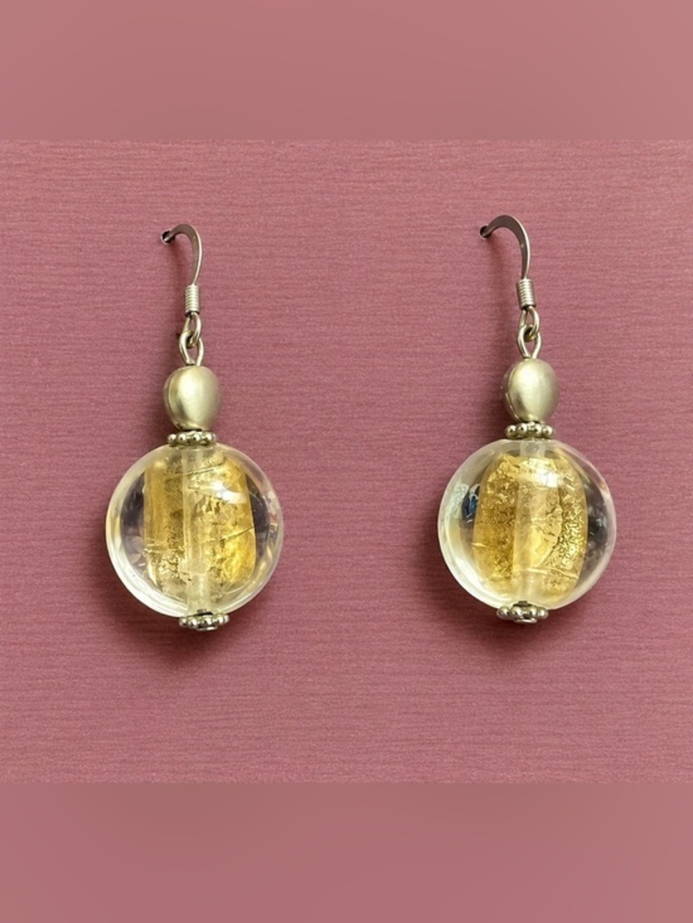 Premier Designs LEMON CHIFFON Flat Beaf Earrings Silvertone French Hooks NWT 489